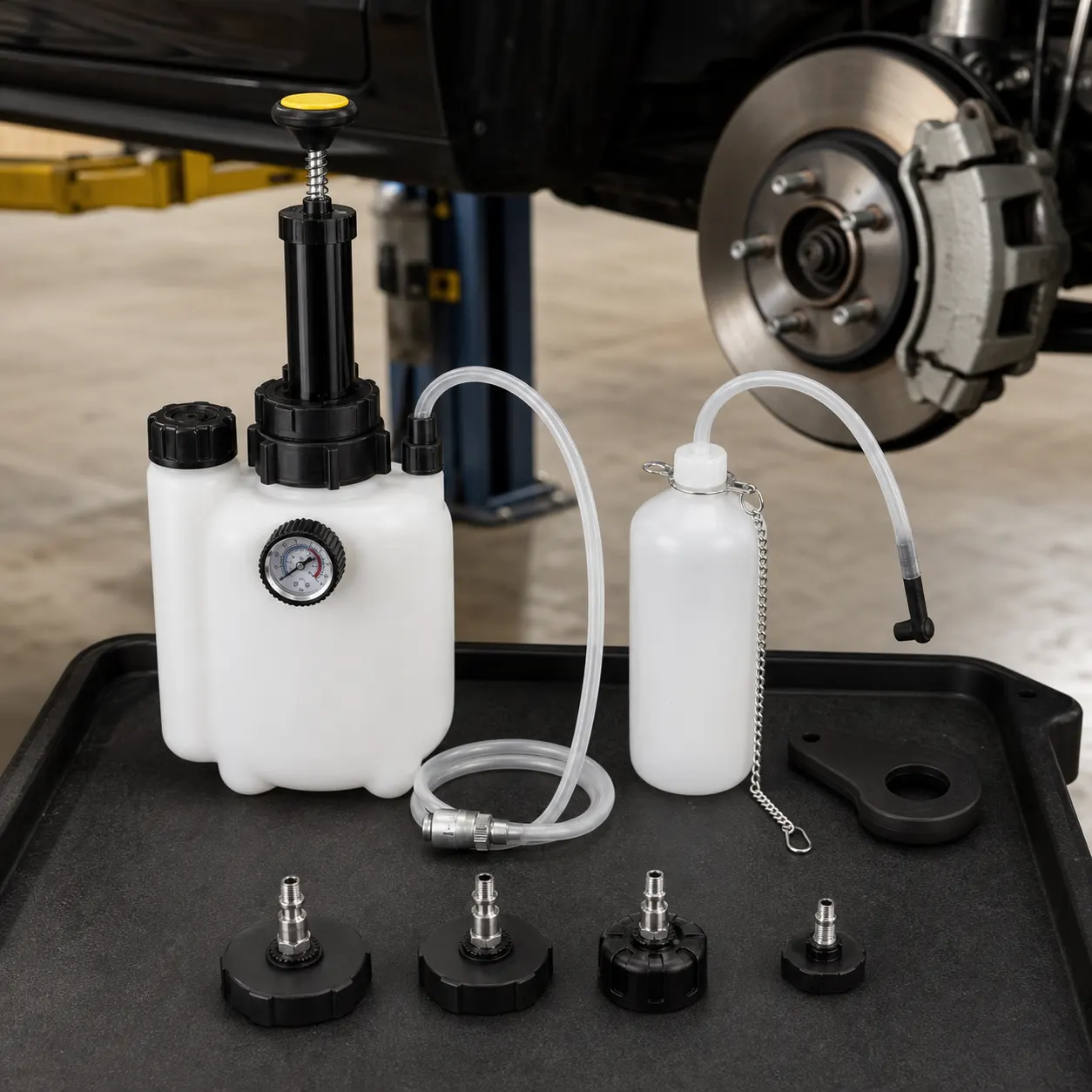 Brake Bleeder Refill Bottle in use
