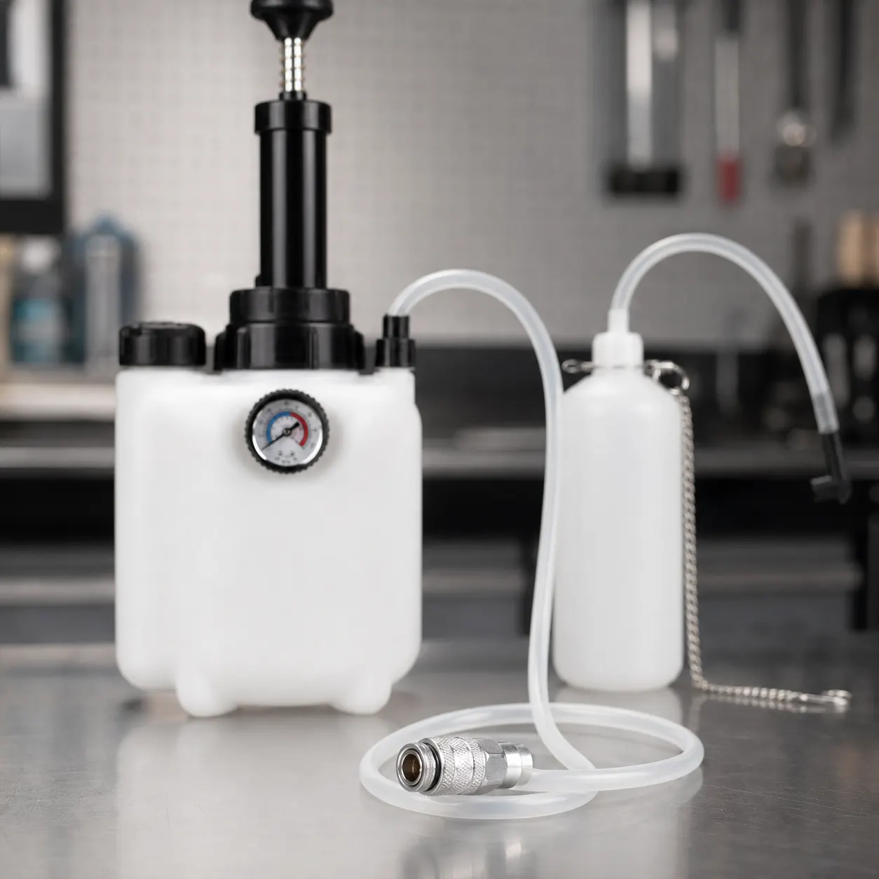 Brake Bleeder Refill Bottle and included accessories
